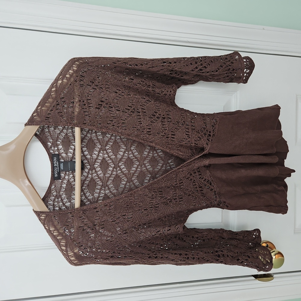 Bisou Bisou Brown Crochet Top